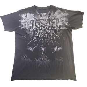 Truth Soul Armor Mens Black Graphic T-Shirt Angels Lightning Religious Gothic L